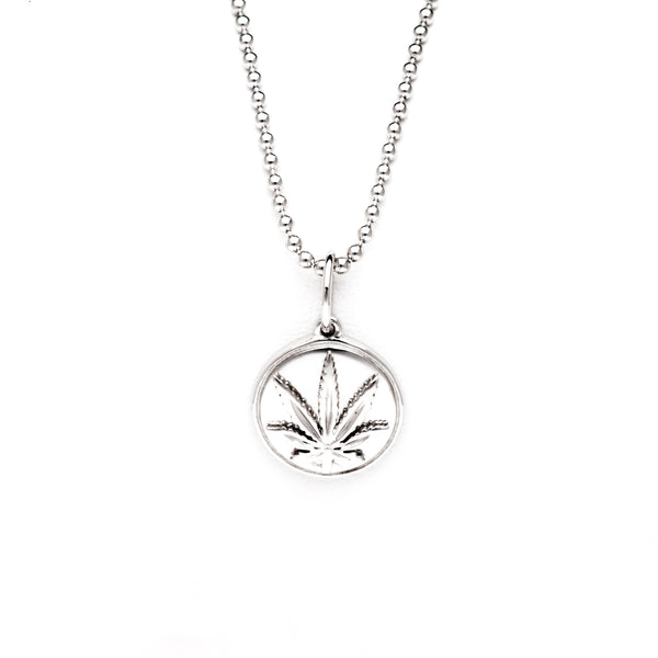 Sterling Silver Sativa Leaf Puffed Charm Pendant