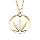 Gold Modern Leaf Cutout Disc Pendant