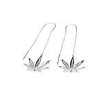 Sterling Silver Sativa Leaf Classic Threader Earrings