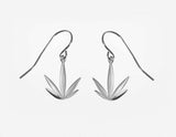 Sterling Silver Modern Leaf Hook Earrings