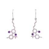 Sterling Silver Molecule Hook Earrings Amethyst Gemstones