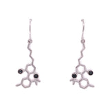 Sterling Silver Molecule Hook Earrings Black Diamond Gemstones