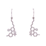 Sterling Silver Molecule Hook Earrings White Diamond Gemstones