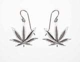 Sterling Silver Sativa Leaf Classic Hook Earrings
