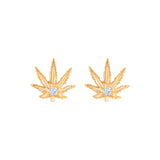 Gold "Sweet Sativa" Stud Earrings