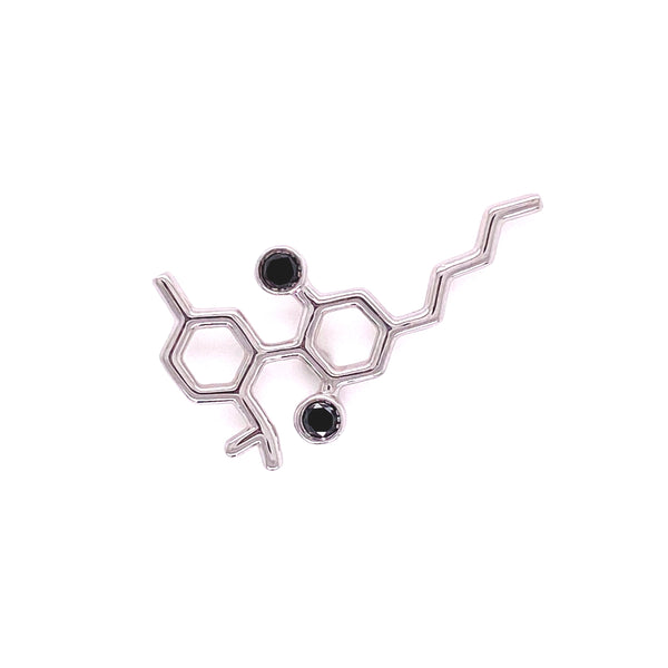 Sterling Silver Molecule Fashion/Lapel Pin Black Diamond Gemstones