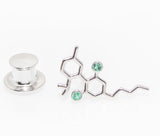 Sterling Silver Molecule Fashion/Lapel Pin Emerald Gemstones