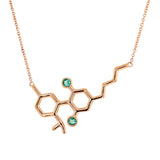 Gold Molecule Necklace with Emeralds