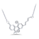 Sterling Silver Molecule Necklace White Diamond Gemstones