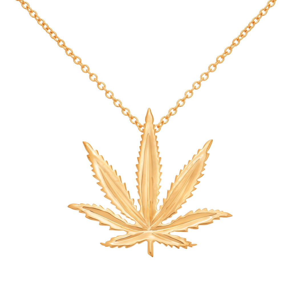 Gold marijuana sale leaf pendant