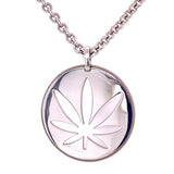 Sterling Silver Modern 7 Leaf Cutout Disc Necklace - Detailed edge