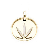 Gold Modern Leaf Cutout Disc Pendant