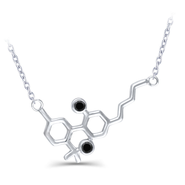 Sterling Silver Molecule Necklace Black Diamond Gemstones