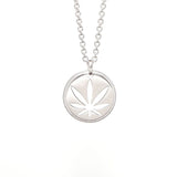 Sterling Silver Modern 7 Leaf Cutout Disc Necklace - Detailed edge