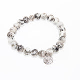 Dragon Vein Beaded Bracelet Sterling Silver Charm