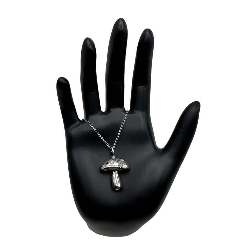 Silver PsyShroom Mushroom Necklace with Diamonds (PREORDER NOW!)