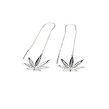 Sterling Silver Sativa Leaf Classic Threader Earrings