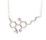 Sterling Silver Molecule Necklace Pink Sapphire Gemstones