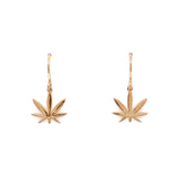 Gold Modern 7 Leaf Hook Earrings