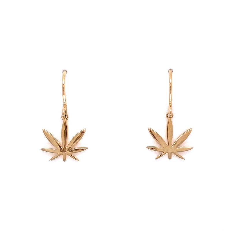 Gold Modern 7 Leaf Hook Earrings