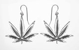 Sterling Silver Sativa Leaf Classic Hook Earrings