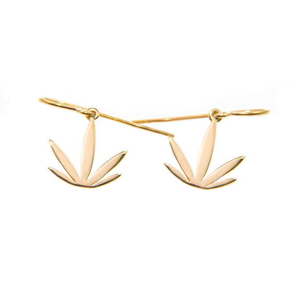 Gold Modern Leaf Hook Earrings