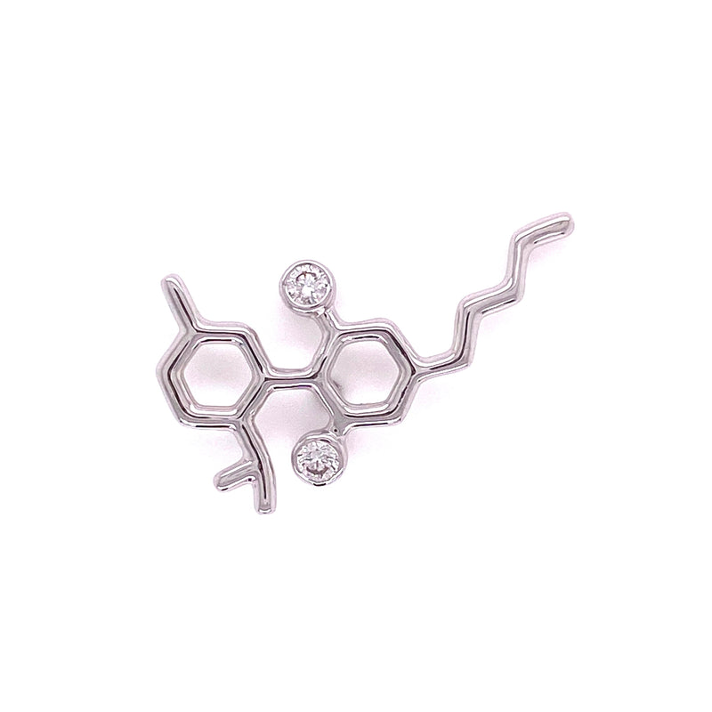 Sterling Silver Molecule Fashion/Lapel Pin White Diamond Gemstones