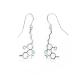 Sterling Silver Molecule Hook Earrings Emerald Gemstones