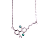 Sterling Silver Molecule Necklace Emerald Gemstones