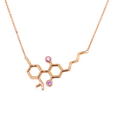 Gold Molecule Necklace with Pink Sapphire Gemstones