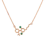 Gold Molecule Necklace with Emeralds