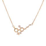 Gold Molecule Necklace with White Diamond Gemstones