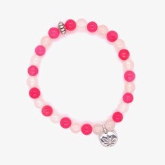 Bubblegum Pink Beaded Bracelet Sterling Silver Charm