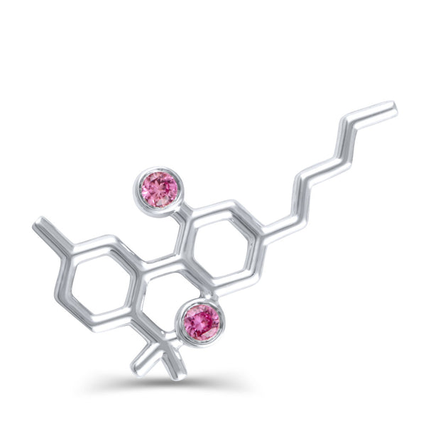 Sterling Silver Molecule Fashion/Lapel Pin Pink Sapphire Gemstones