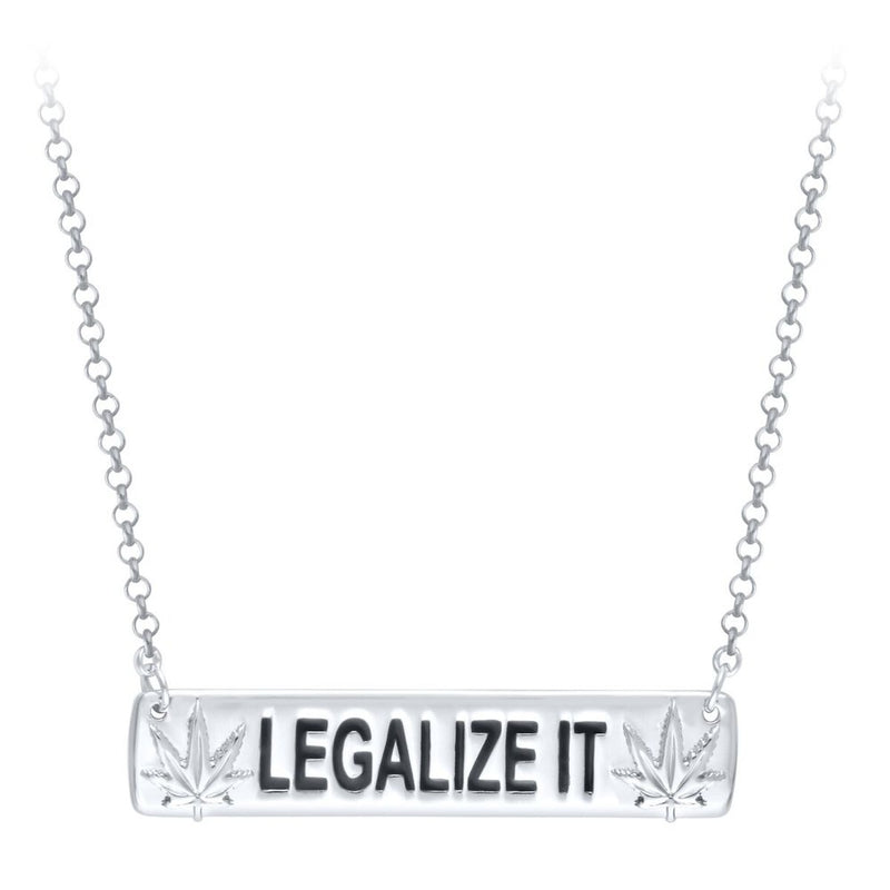 "LEGALIZE IT" Sterling Silver Bar Necklace